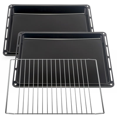 UNIQ DEALZ 445 x 375 x 30 mm und 40mm 3er Set mit 2 Backbleche 2 Tiefe emailliert und 1 Backrost 445x340x25 mm passend für Bauknecht Whirlpool Ignis